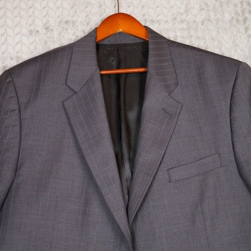 Lauren Ralph Lauren Blazer Mens 46L Gray Pinstripe Sport Coat Wool Blend